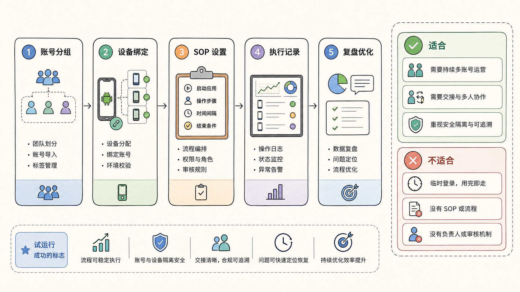 Explanatory illustration showing 开始前先确认是否适合这样做 and 云控系统