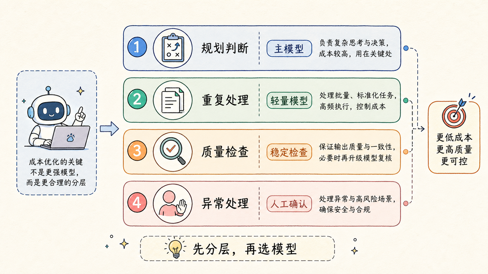 Part 1 explanatory illustration showing 开始前先确认是否适合做 OpenClaw 成本优化