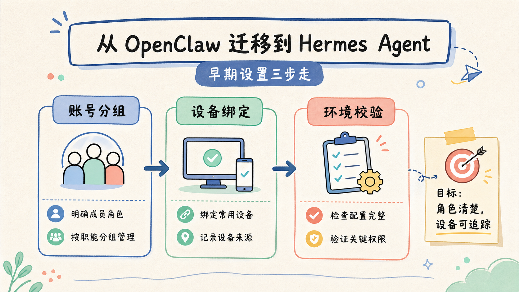 Part 1 explanatory illustration showing 从 OpenClaw 迁移到 Hermes Agent：到底在迁什么