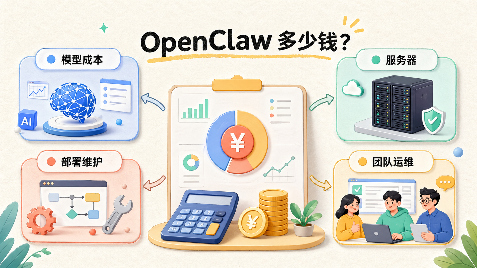 Cover illustration for OpenClaw 多少钱