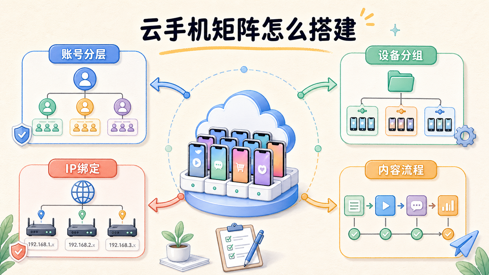 Cover illustration for 云手机矩阵怎么搭建