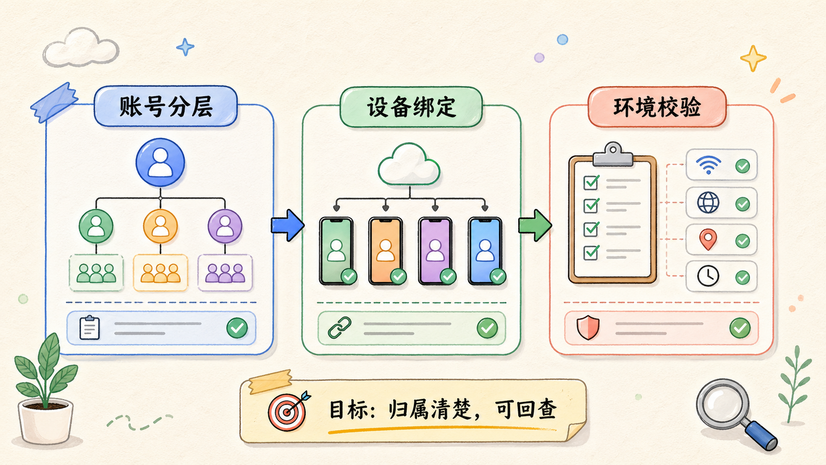 Part 1 explanatory illustration showing 开始前先确认是否适合这样做，以及云手机矩阵怎么搭建才不会跑偏