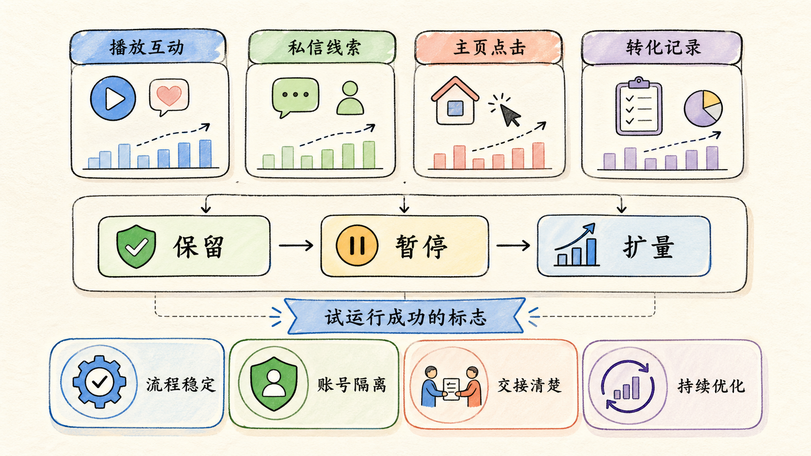 Part 3 explanatory illustration showing 开始前先确认是否适合这样做，以及海外社媒矩阵第一阶段是不是该现在启动