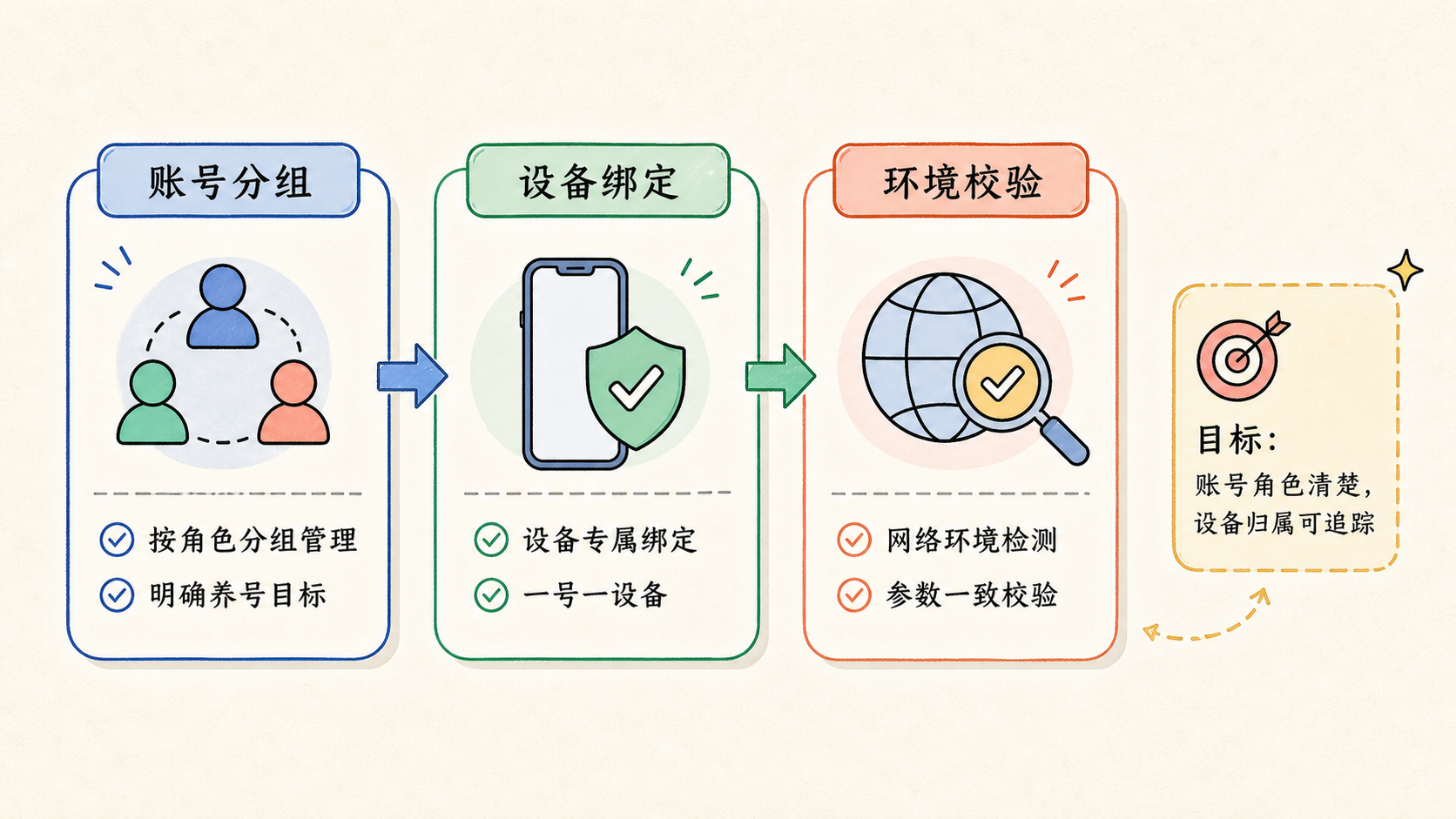 Part 1 explanatory illustration showing 开始前先确认是否适合这样做：TikTok 养号 的边界
