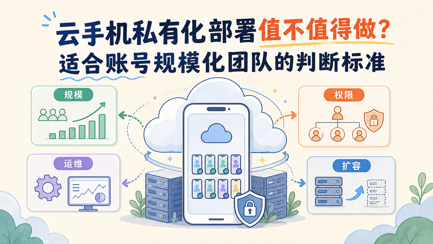 Cover illustration for 云手机私有化部署值不值得做