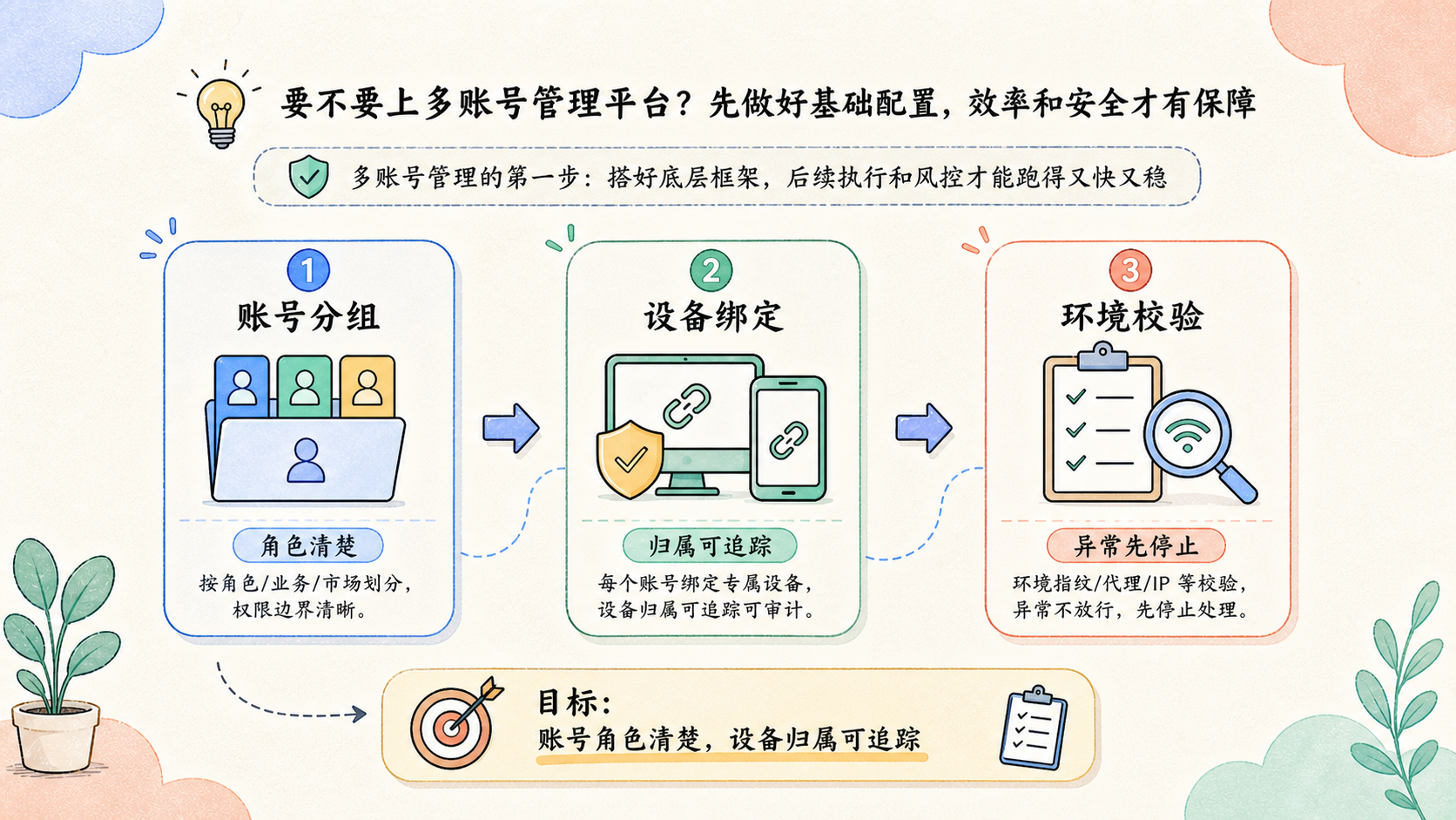 Part 1 explanatory illustration showing 多账号管理平台是什么，先判断值不值得看