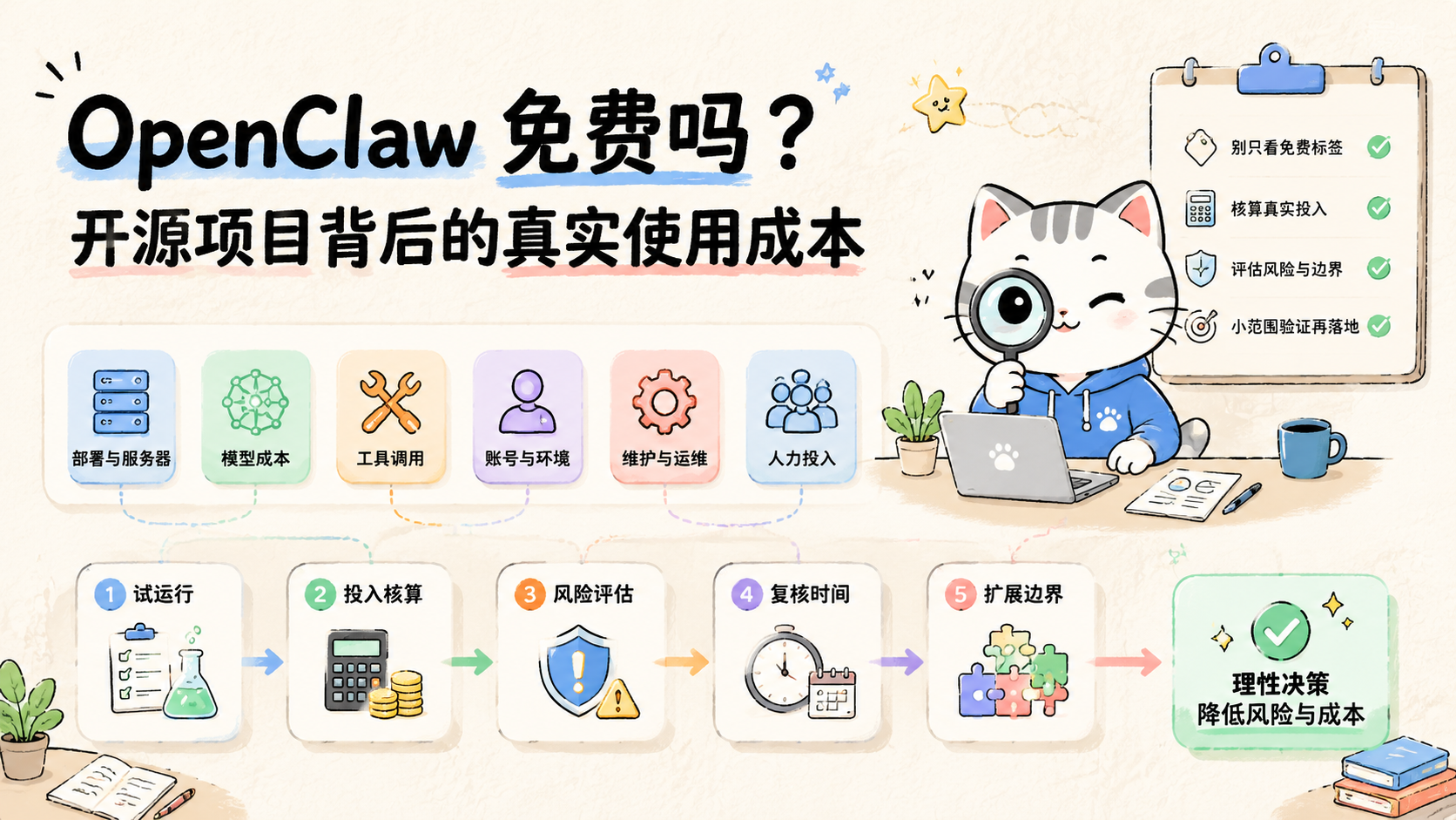 Cover illustration for OpenClaw 免费吗