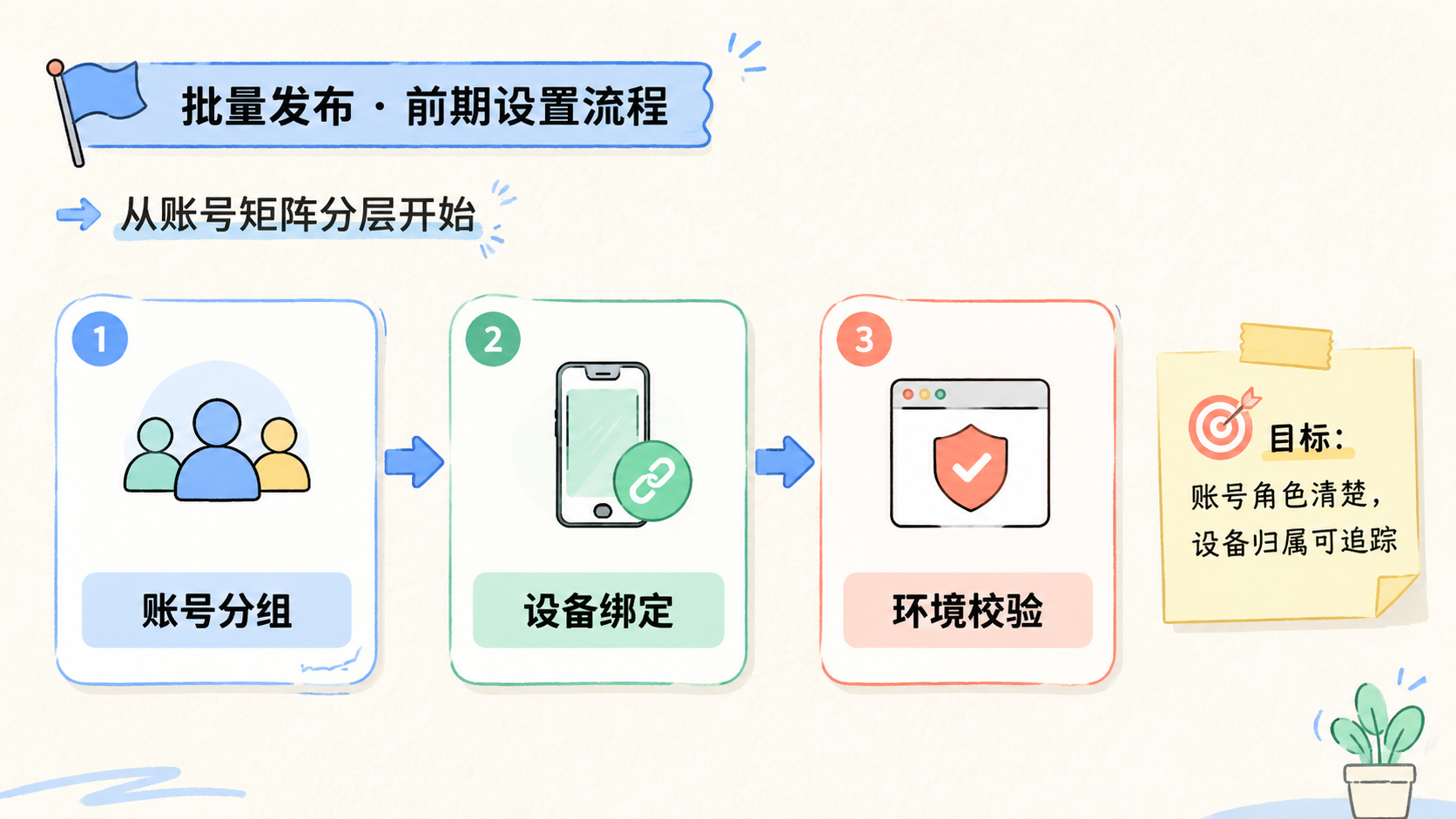 Part 1 explanatory illustration showing Instagram 批量发布先从账号矩阵分层开始