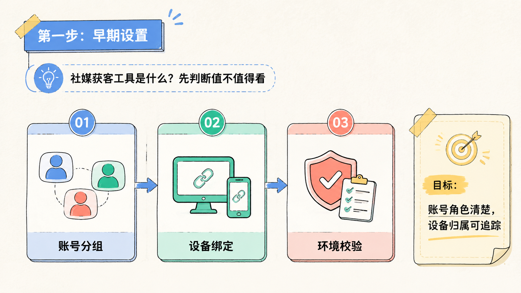 Part 1 explanatory illustration showing 社媒获客工具是什么，先判断值不值得看