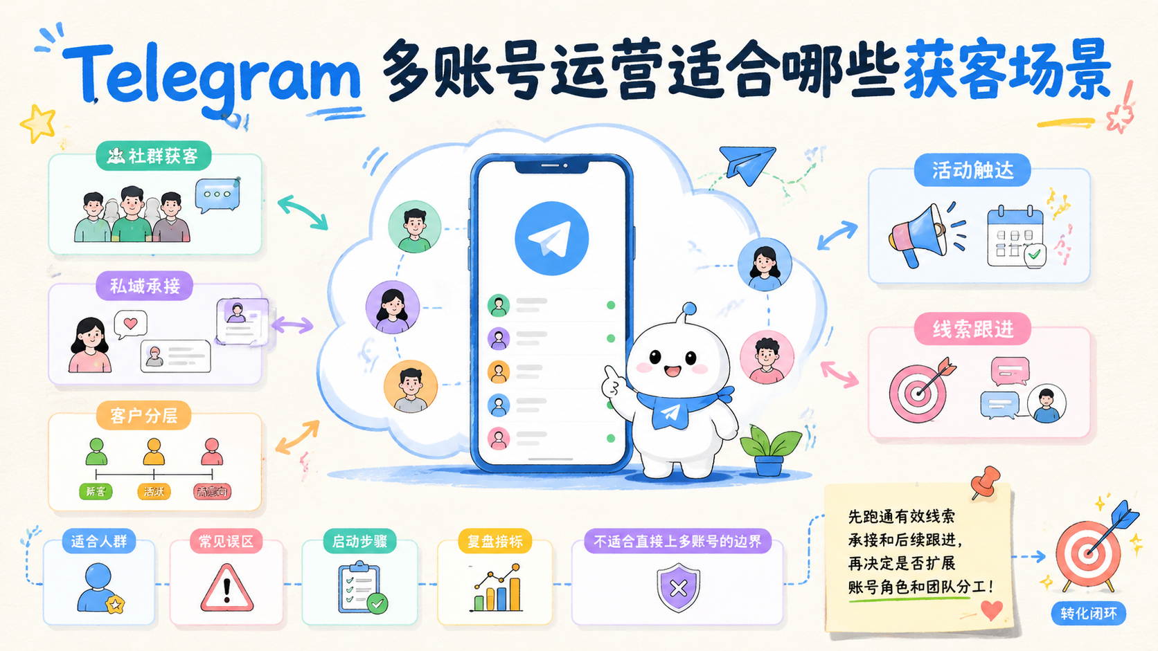 Cover illustration for Telegram 多账号运营适合哪些获客场景
