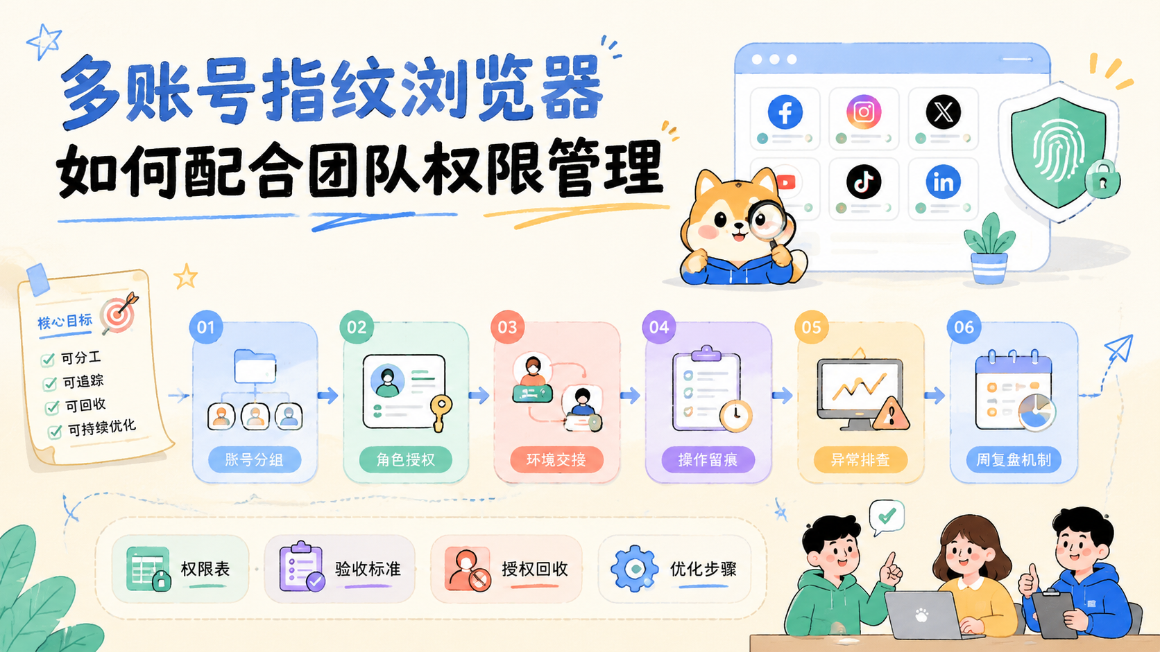 Cover illustration for 多账号指纹浏览器如何配合团队权限管理