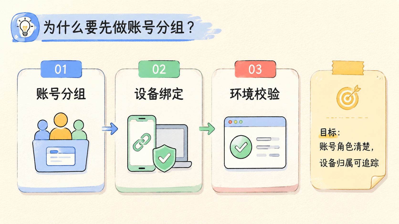 Part 1 explanatory illustration showing 多账号营销工具为什么要先做账号分组