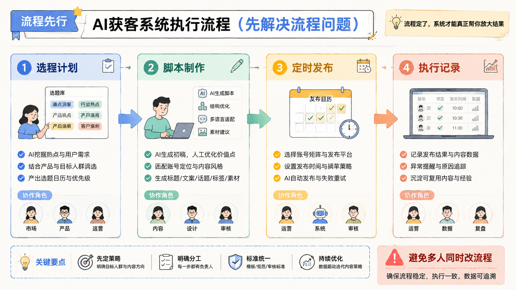 Part 2 explanatory illustration showing AI获客系统先解决流程问题