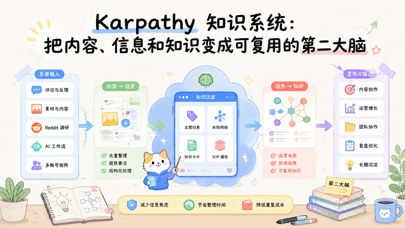 Cover illustration for Karpathy 知识系统