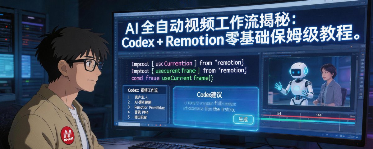 Codex + Remotion AI 视频工作流封面