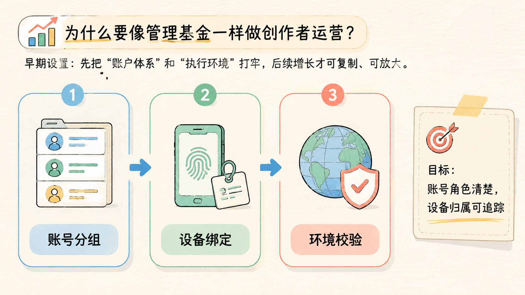 Part 1 explanatory illustration showing TikTok 创作者运营为什么要像管理基金
