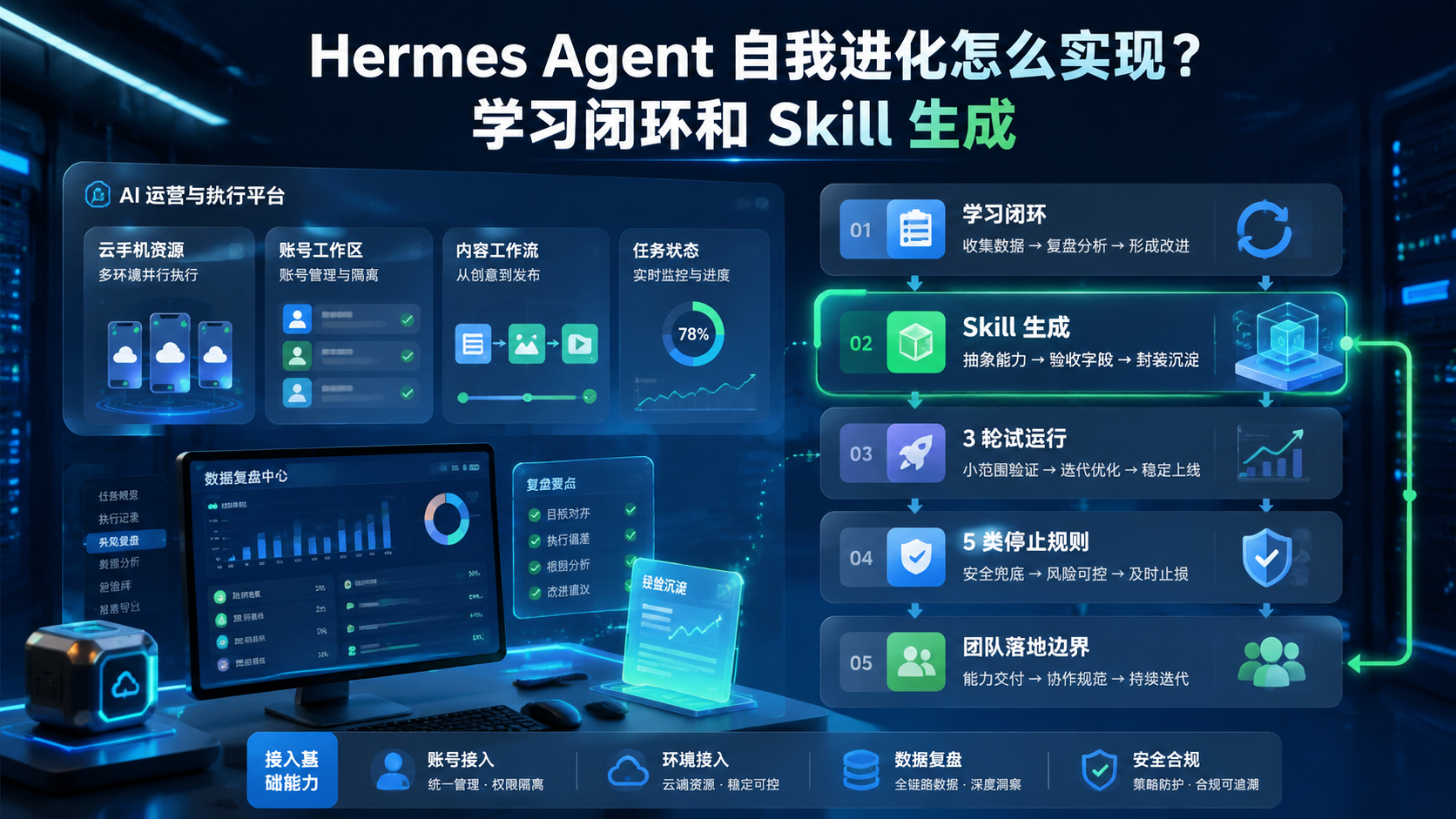 Cover illustration for Hermes Agent 自我进化