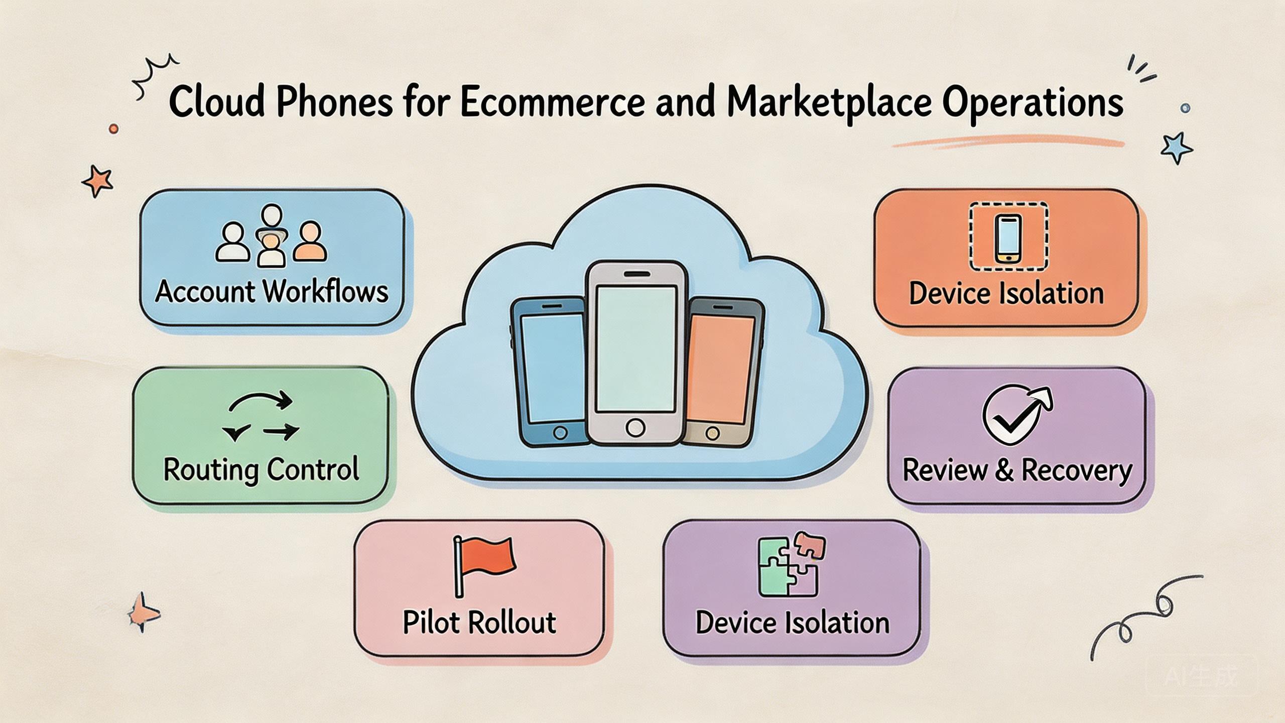 Cover illustration for cloud phones for ecommerce operations
