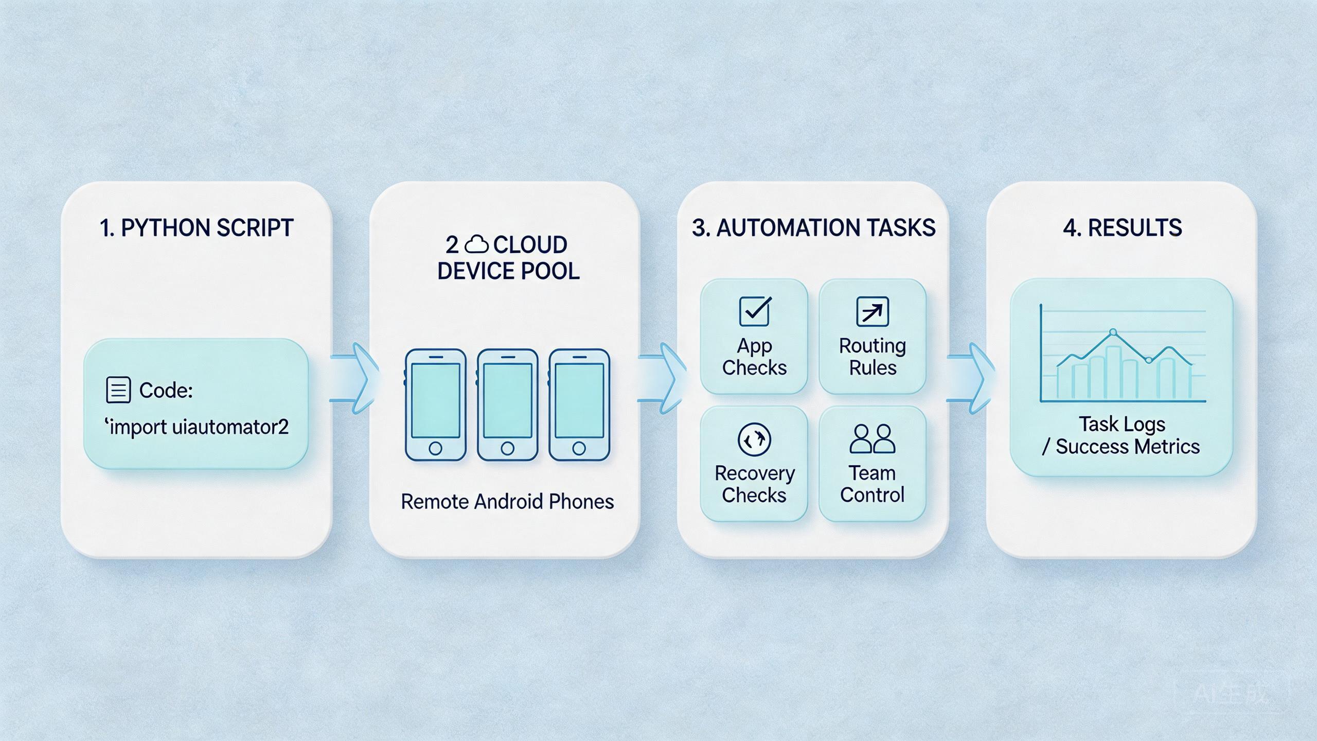 Explanatory illustration showing The Core Idea Behind Python Automation on Cloud Android