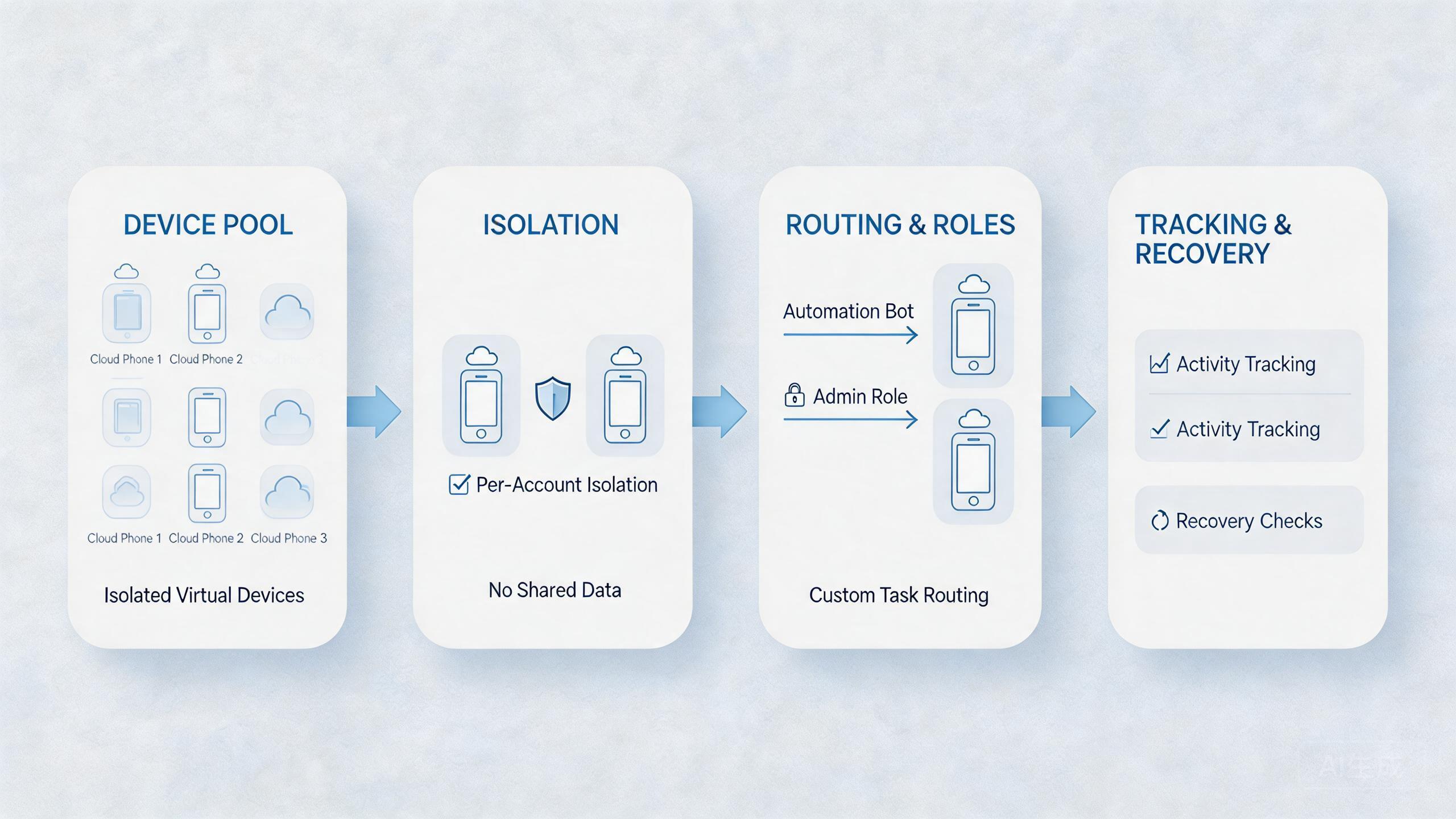 Explanatory illustration showing The Core Idea Behind Secure Multi-Account Automation