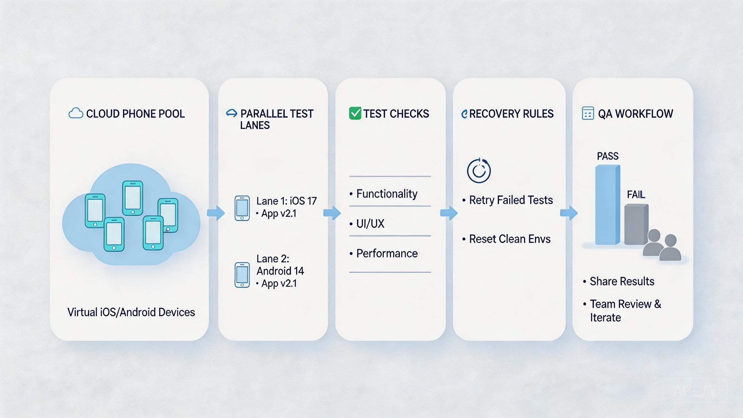 Explanatory illustration showing What Is Cloud Phones for Parallel App Testing?