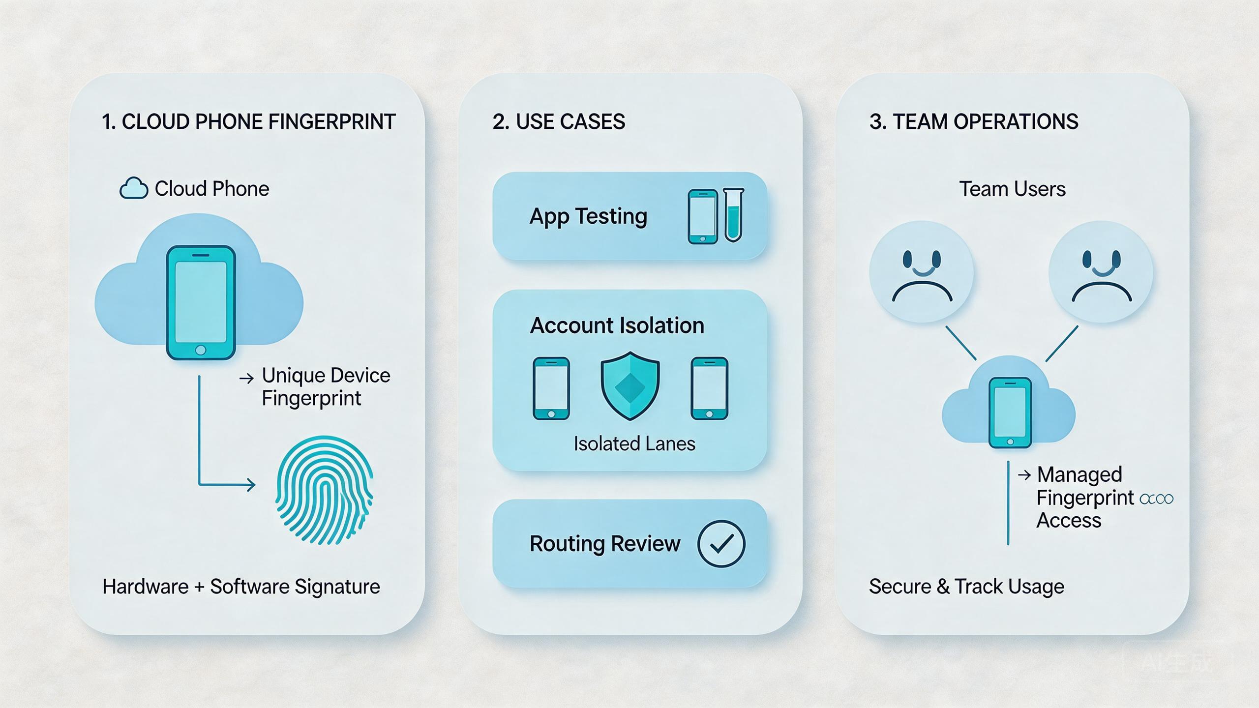 Explanatory illustration showing What Is Device Fingerprinting on Cloud Phones?