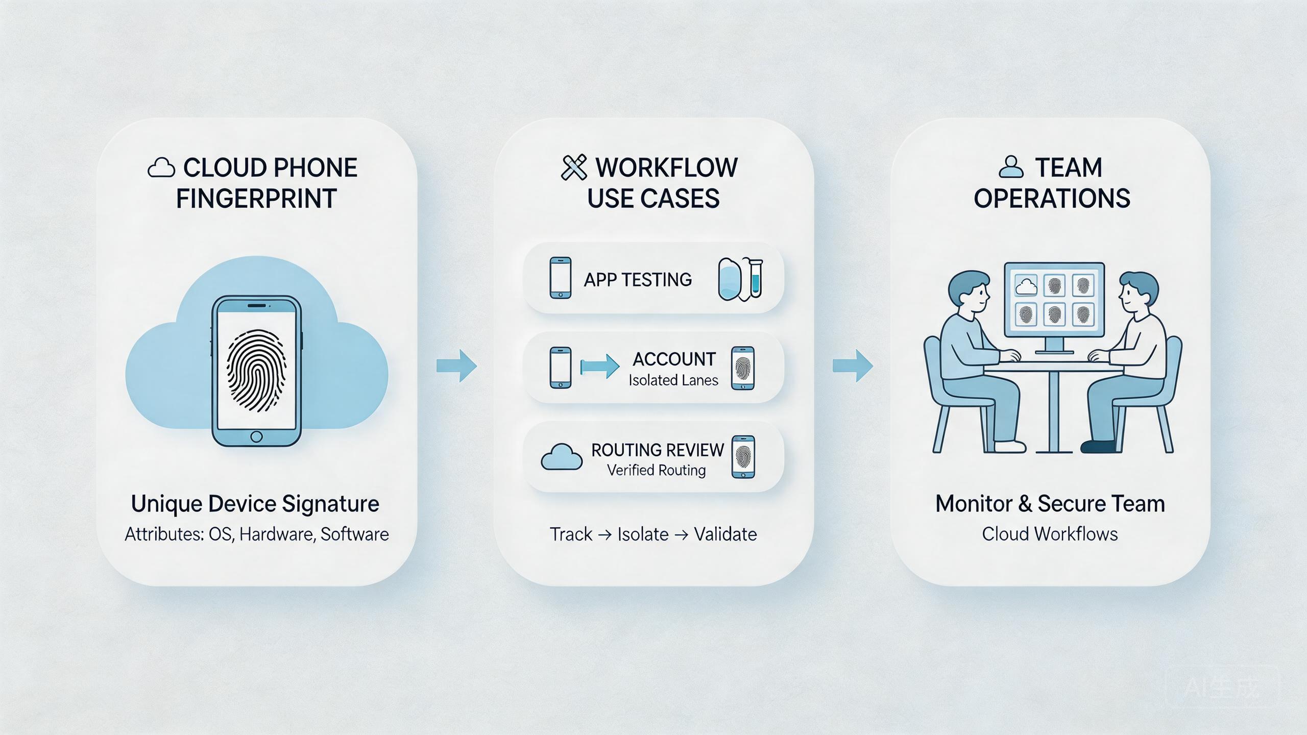Explanatory illustration showing What Is Device Fingerprinting on Cloud Phones?