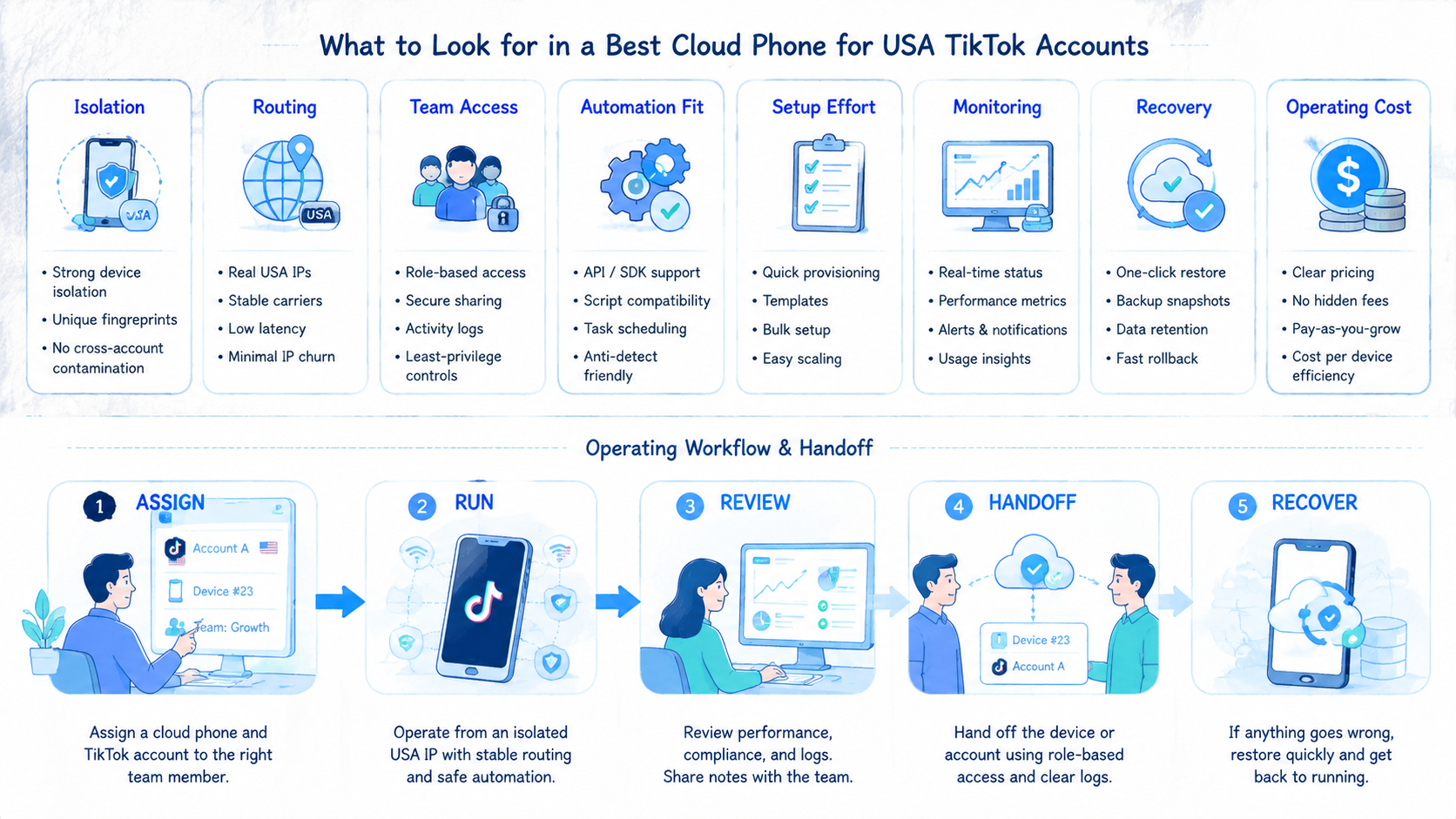 Part 2 explanatory illustration showing What to Look for in a best cloud phone for usa tiktok accounts