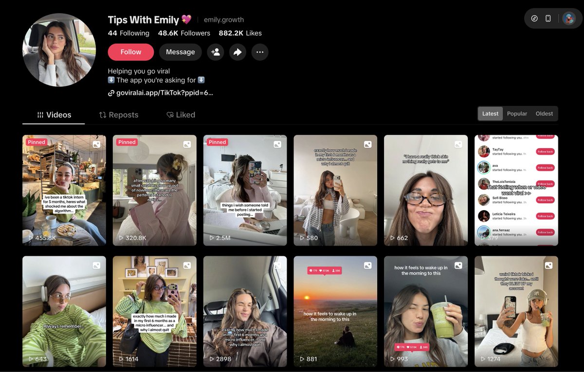 TikTok slideshow channel examples