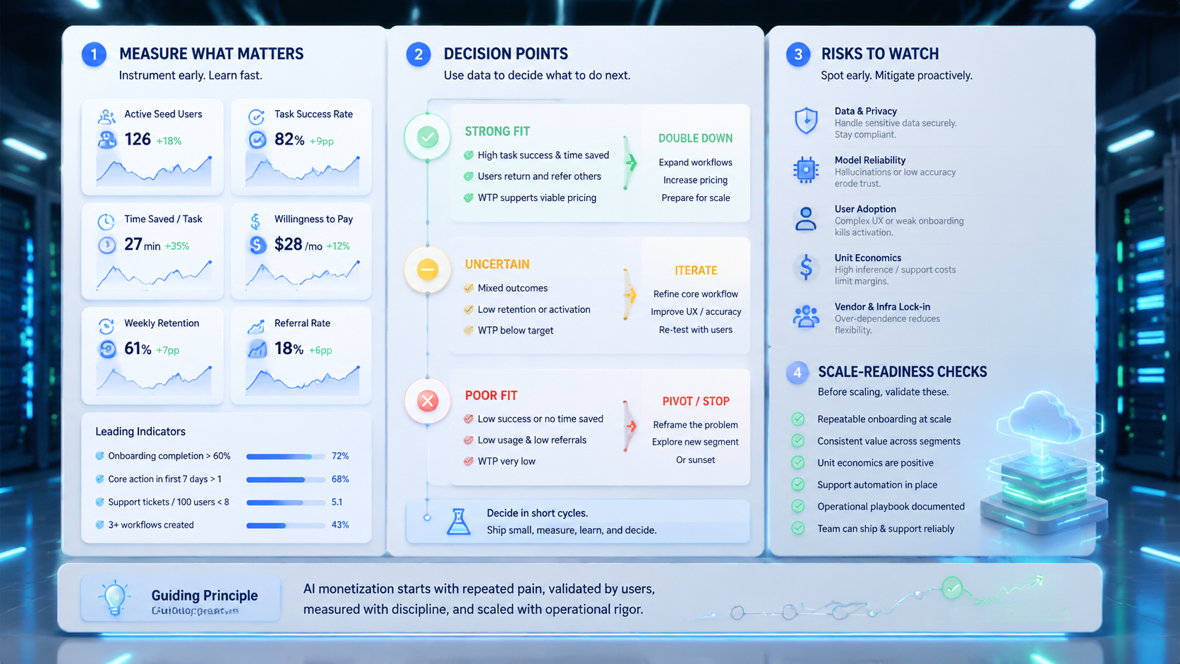 Part 3 explanatory illustration showing AI monetization starts with repeated pain, not model choice