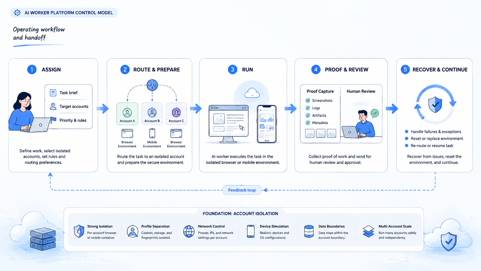 Part 2 explanatory illustration showing AI Worker Platform Control Model