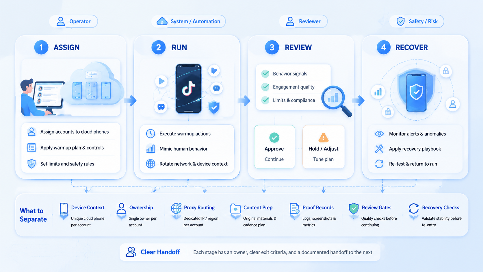 Part 2 explanatory illustration showing TikTok Account Warmup Control Model