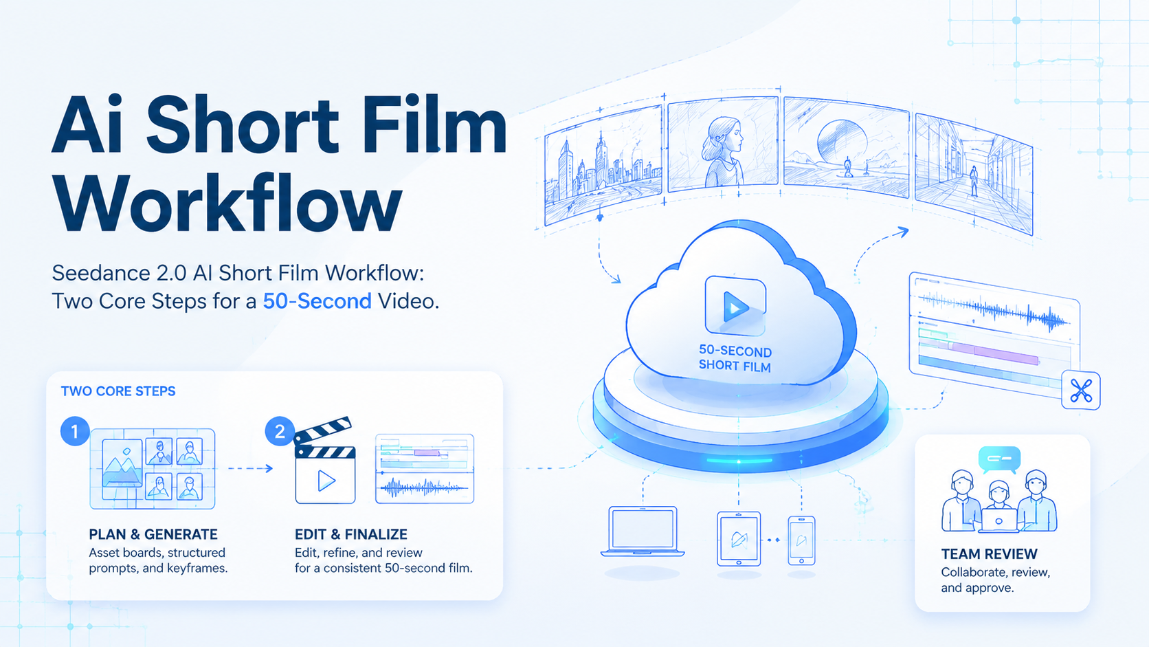 Seedance 2.0 AI Short Film Workflow: Two Core Steps for a 50-Second Video.