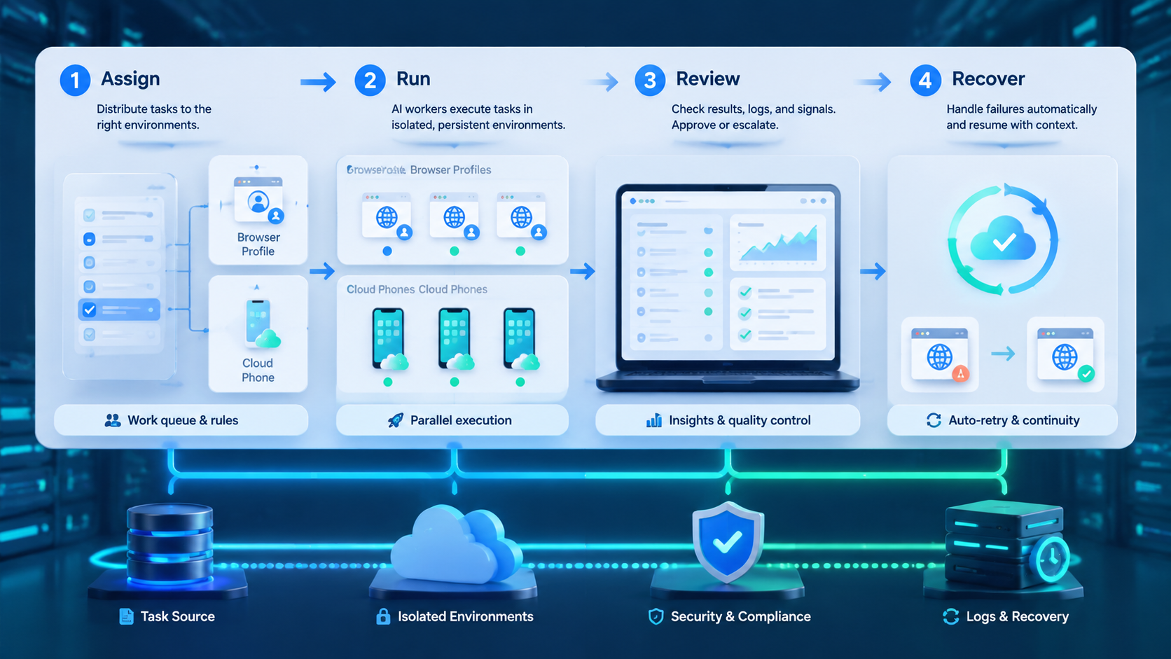Part 2 explanatory illustration showing What Is AI Worker Platform for Browser Profiles and Cloud Phones?