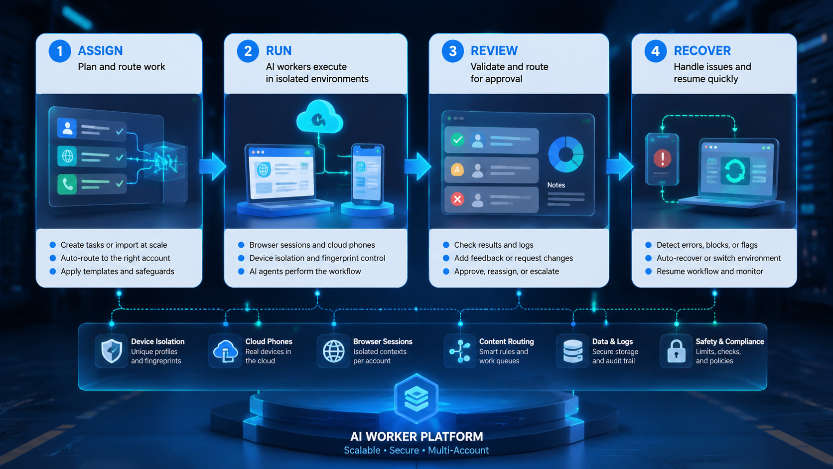 Part 2 explanatory illustration showing What an AI Worker Platform Actually Does