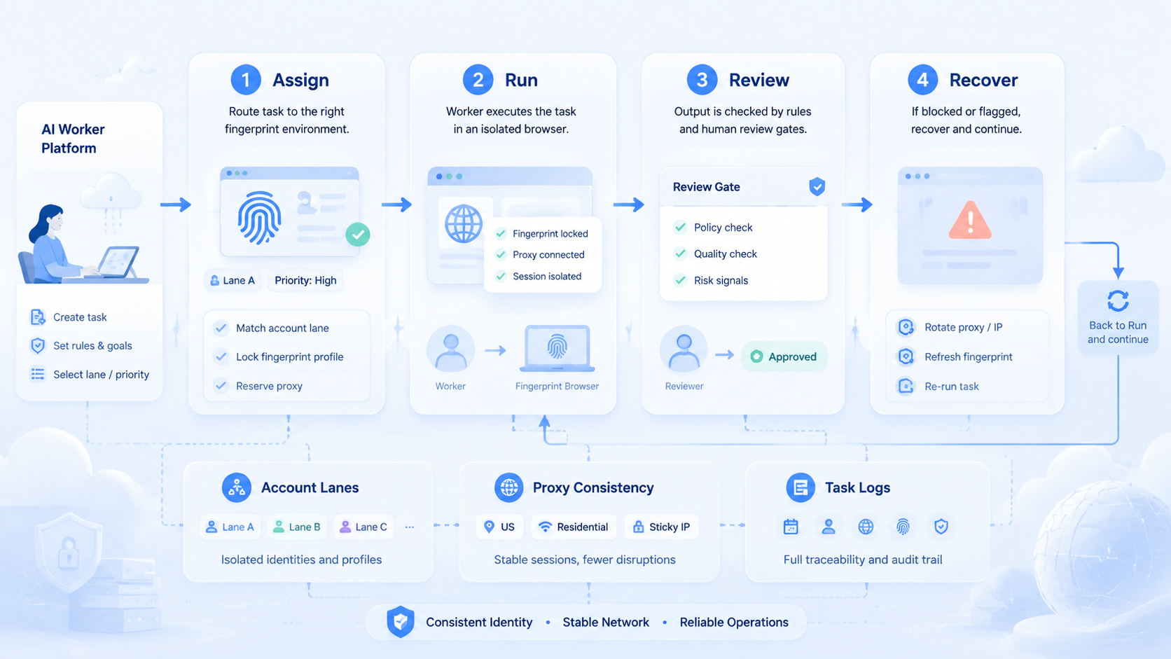 Part 2 explanatory illustration showing The Core Idea Behind a Fingerprint Browser System