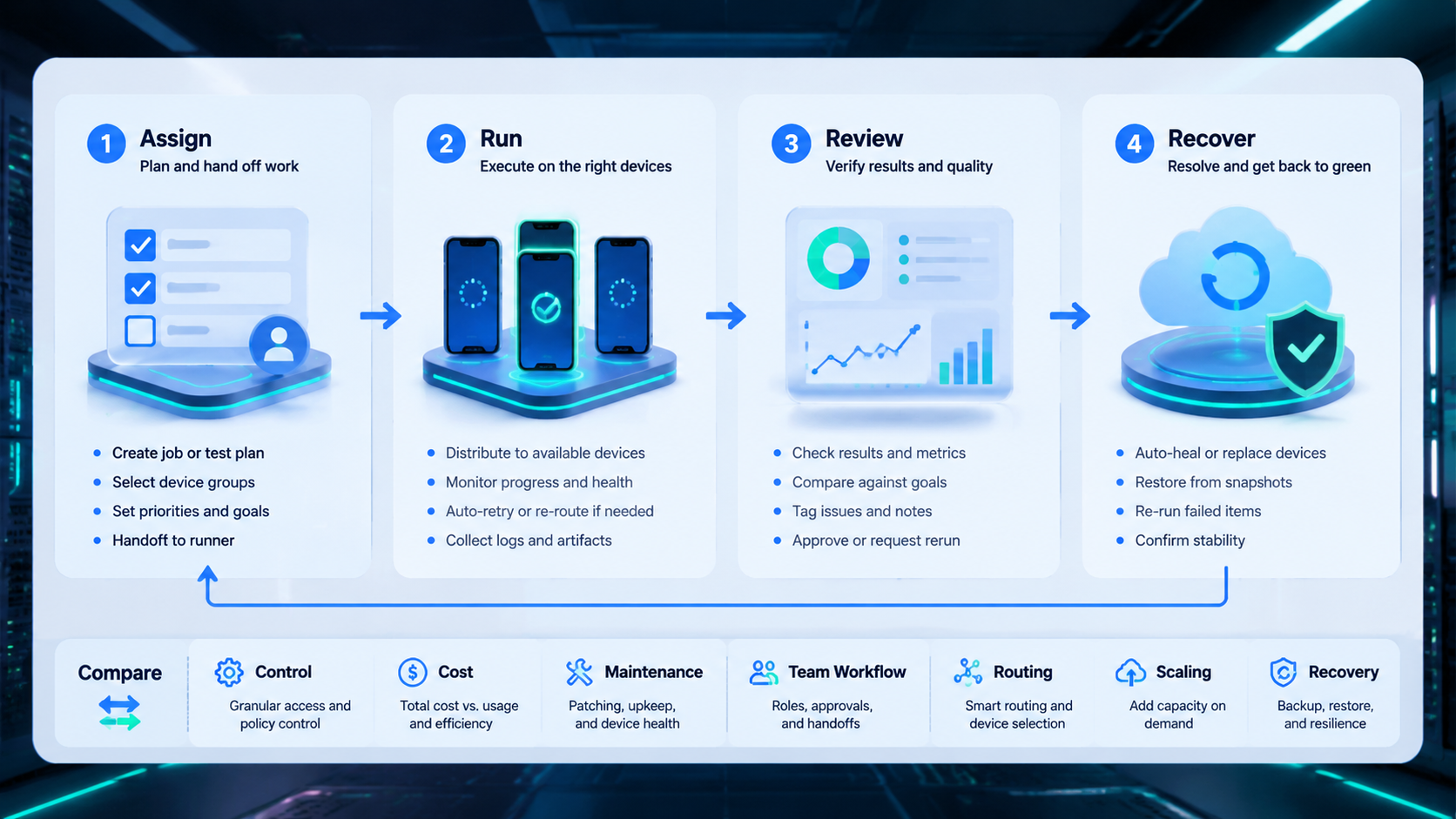 Part 2 explanatory illustration showing What to Compare Before Choosing device fleet software