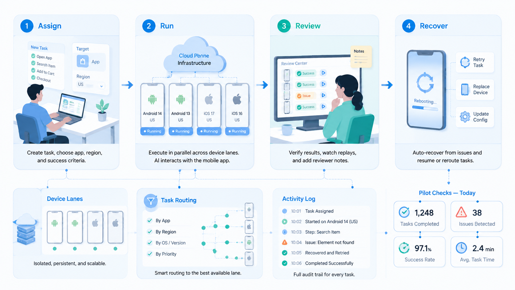 Part 2 explanatory illustration showing The Core Idea Behind Cloud Phones and AI Browser Automation