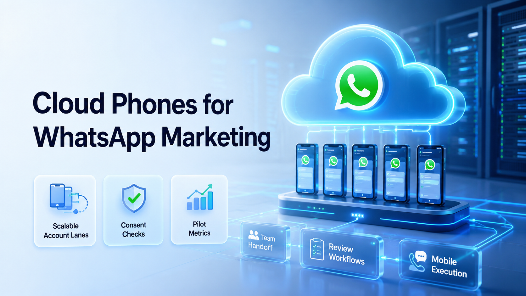 Cover illustration for cloud phones for whatsapp marketing
