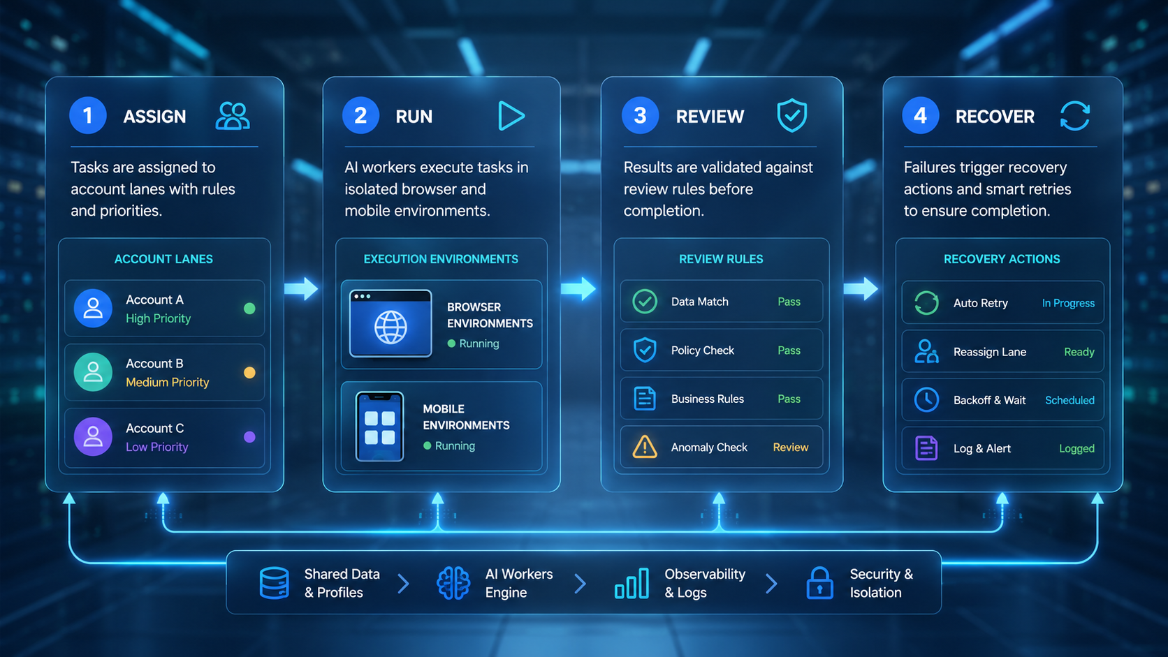 Part 2 explanatory illustration showing The Core Idea Behind an AI Worker Platform