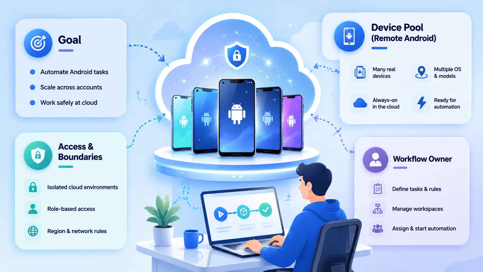 Part 1 explanatory illustration showing The Core Idea Behind an AI Cloud Phone Platform for Android Automation