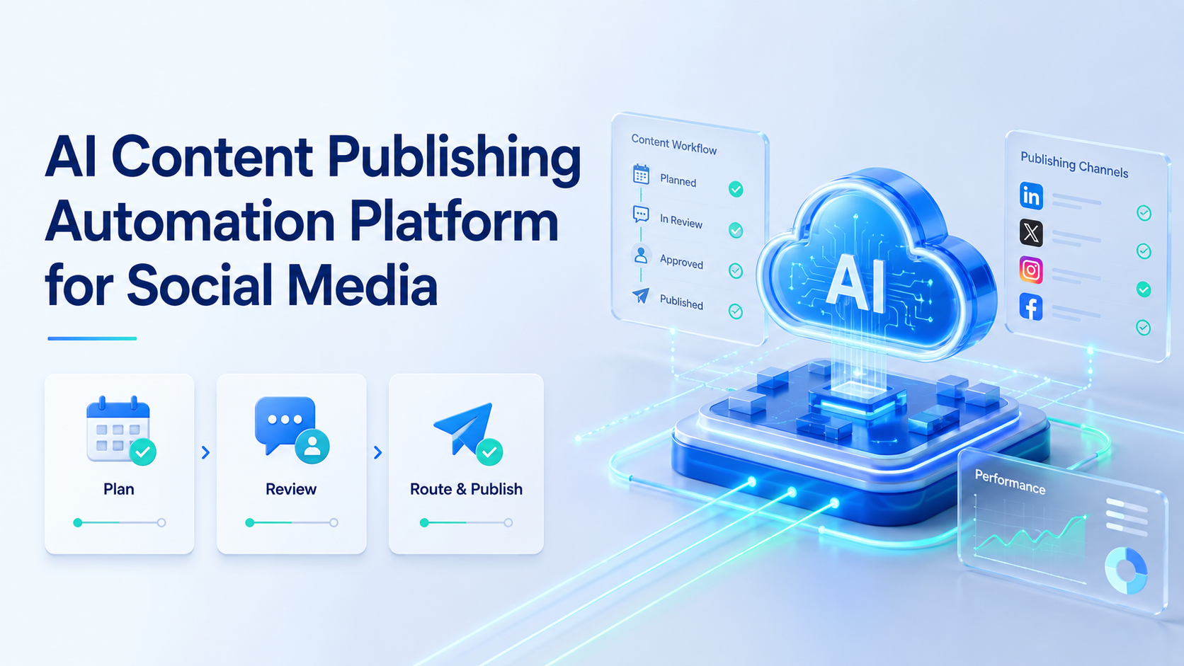 Cover illustration for AI Content Publishing Automation Platform for Social Media Teams