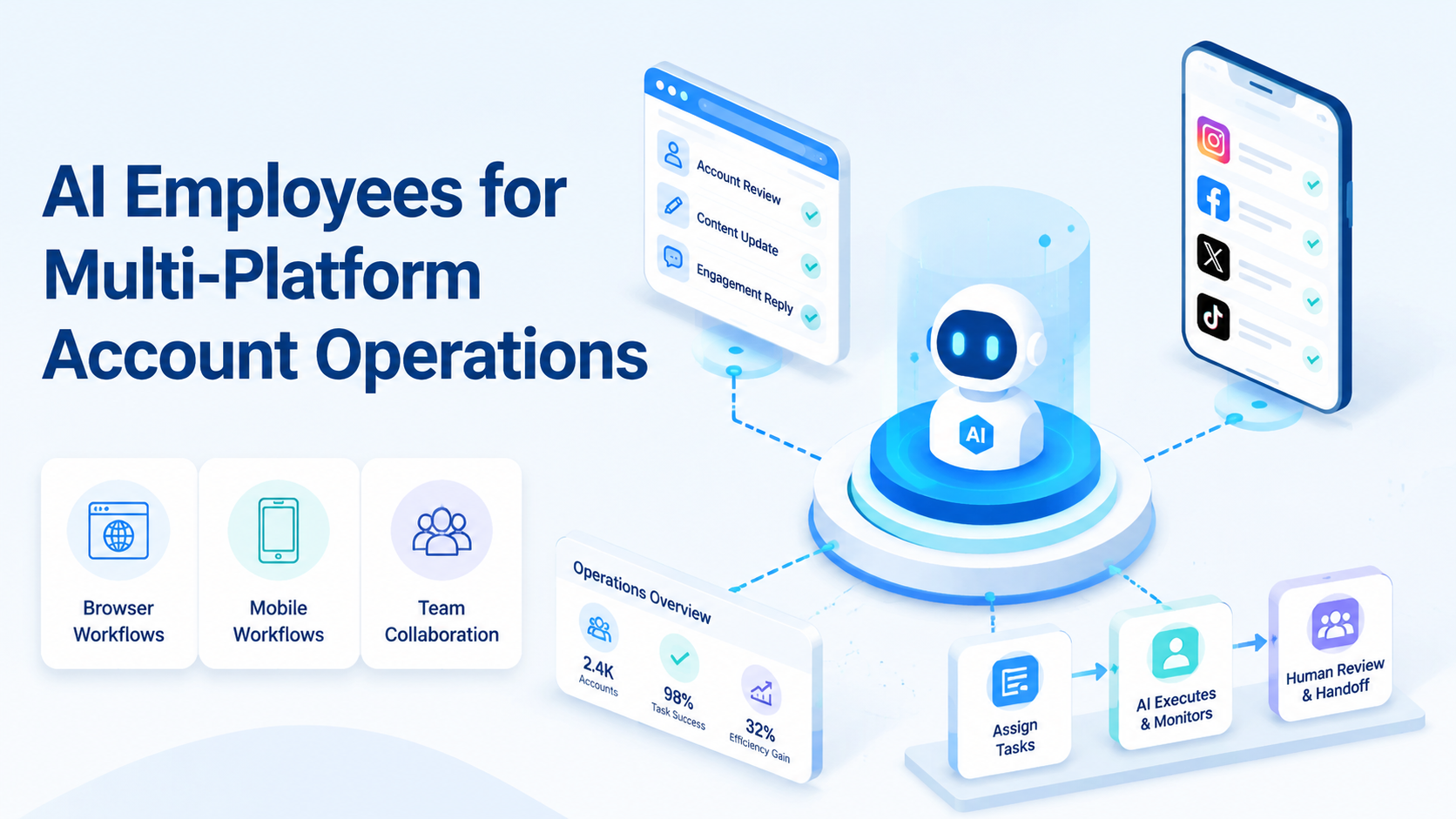 Cover illustration for AI Employees for Multi-Platform Account Operations