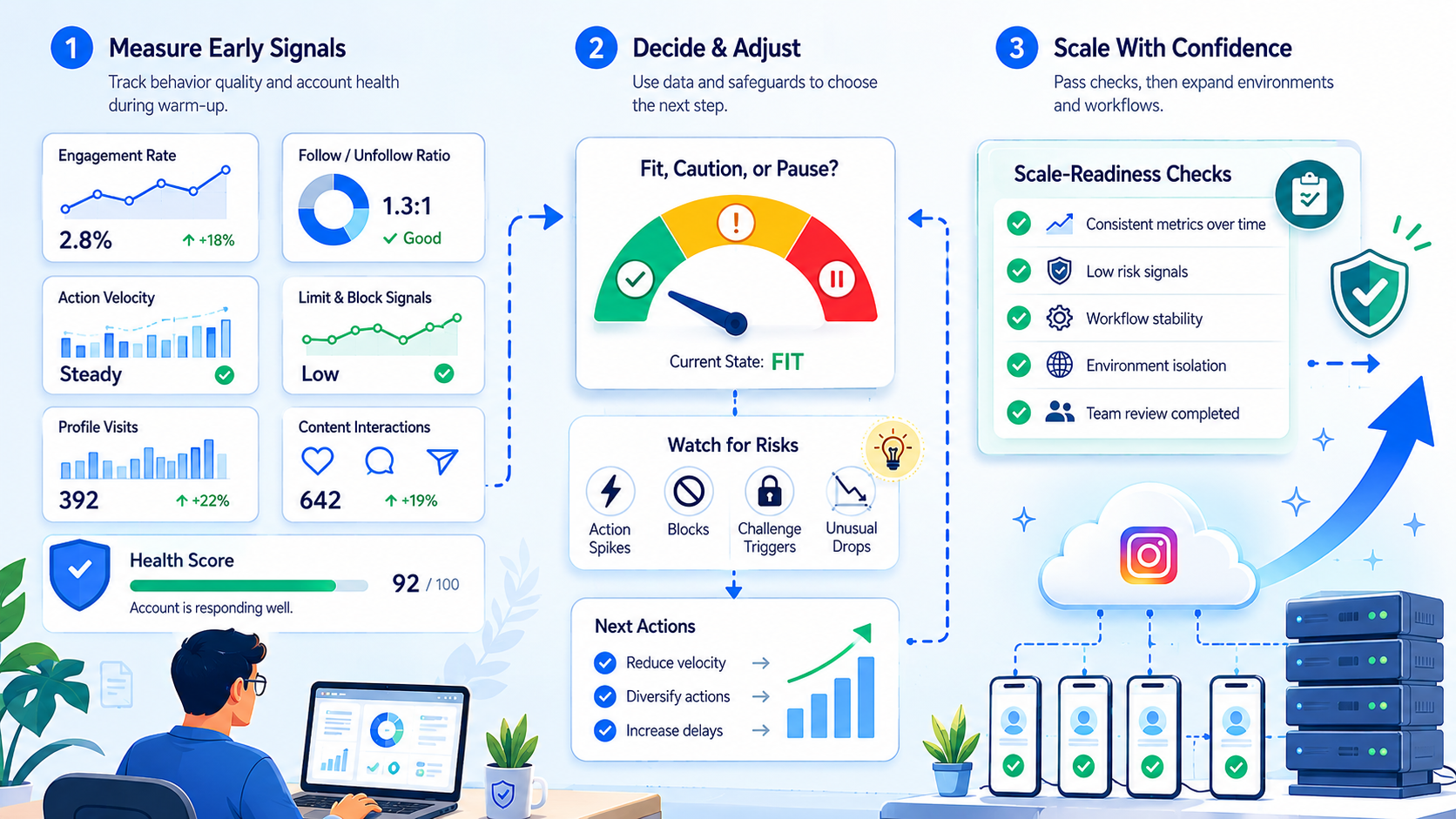 Part 3 explanatory illustration showing What Is Instagram Warm-Up Automation for Safer Account Growth?