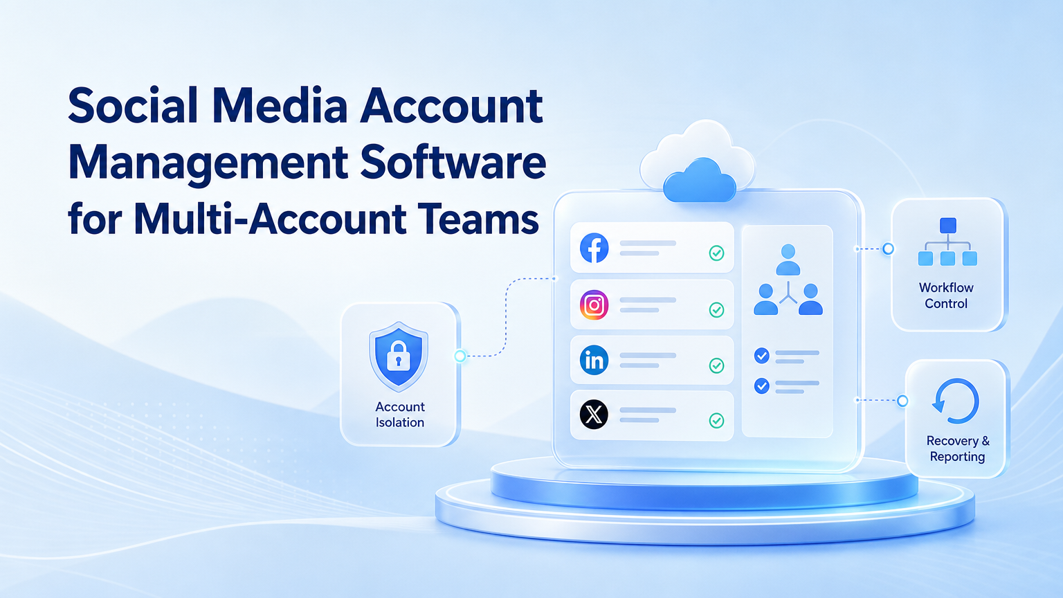 Cover illustration for social media account management software
