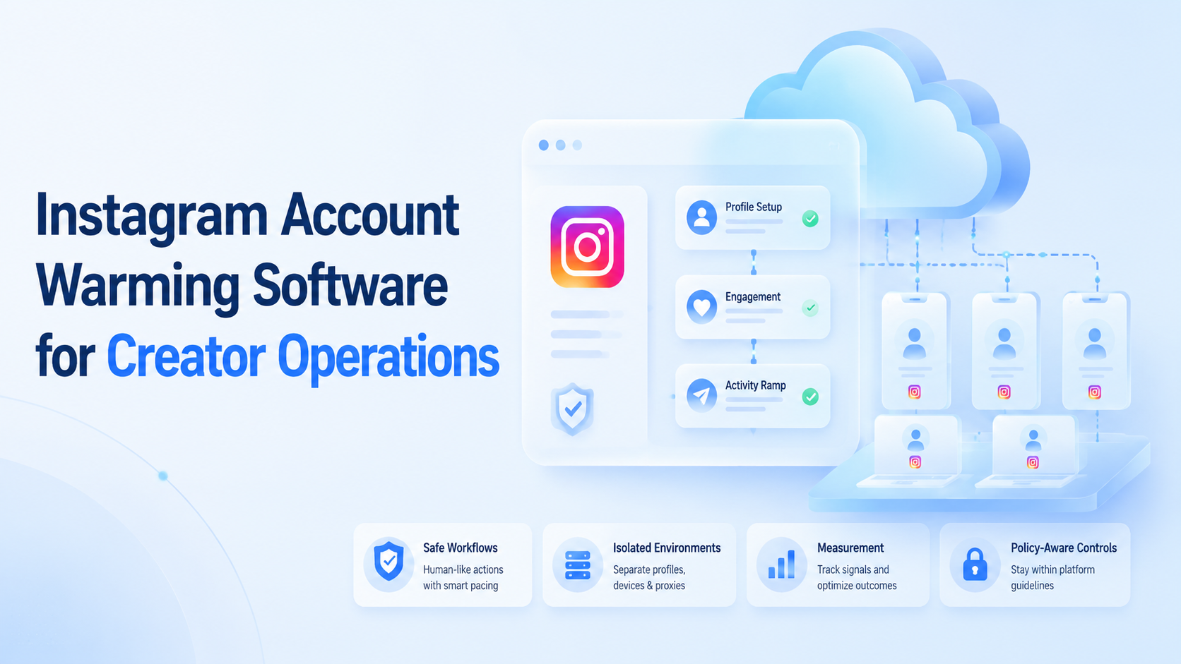 Cover illustration for Instagram account warming software