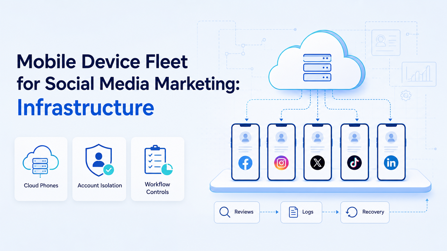 Cover illustration for mobile device fleet for social media marketing