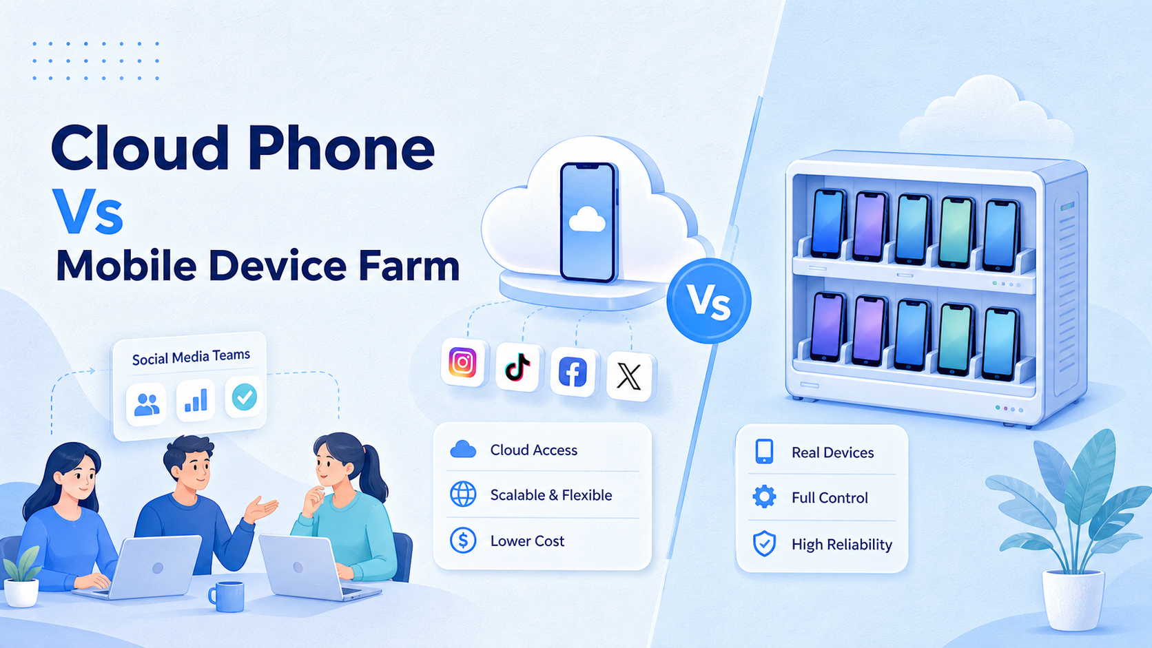 cloud phone vs mobile device farm image