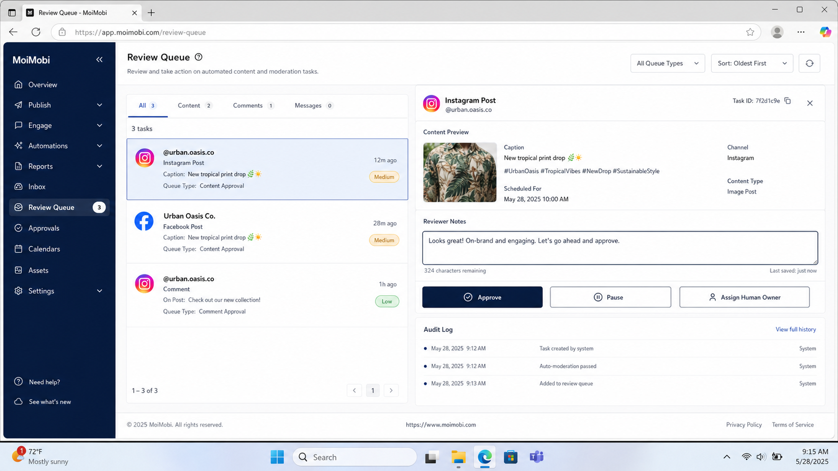 What AI Automation Review Controls Cover in Social Media Operations diagram