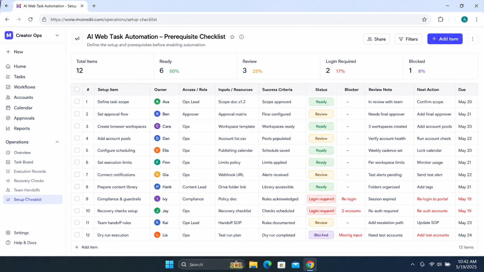 What AI Web Task Automation Controls diagram